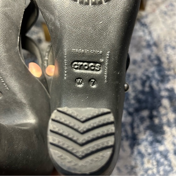 Crocs Black Cyprus IV Open Toe Heels Size 7 - Picture 10 of 12